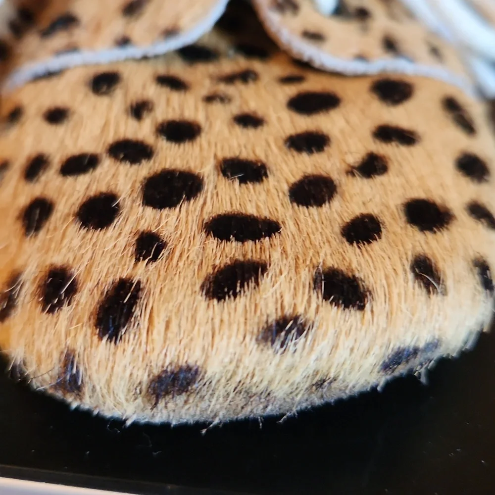 Monkey Feet Tan and Black Leopard Print Faux Fur Baby Shoes 6-12months